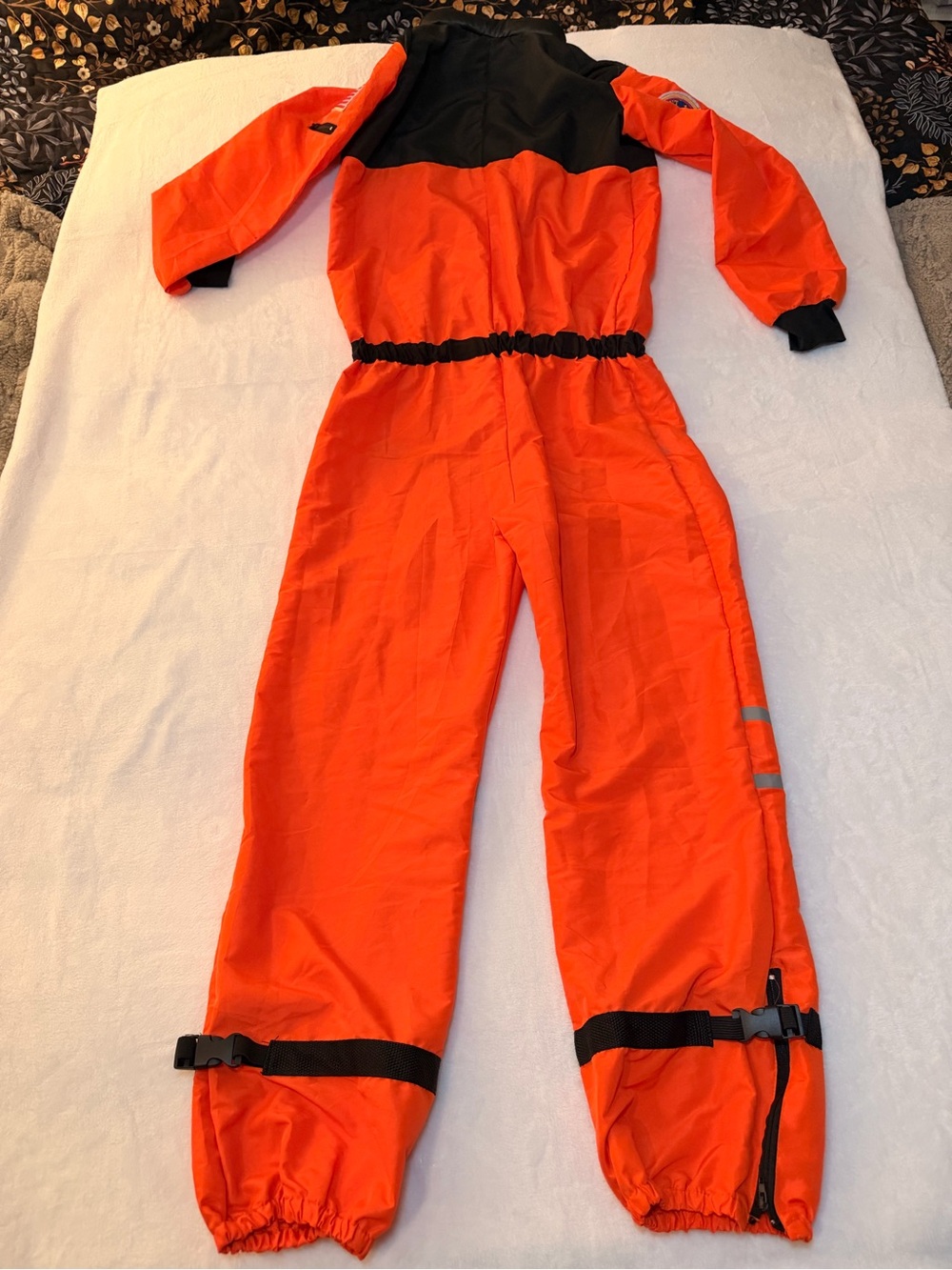 Orange Astronaut Kids Costume Jumpsuit size: L - Picture 4 of 9
